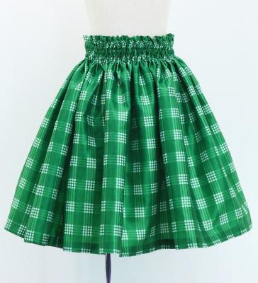 Hula Kids Shantung Pa'u Skirt with Palaka Check Print / Luxury Collection /Green / Jp223gr