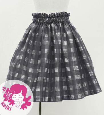 Hula Kids Shantung Pa'u Skirt with Palaka Check Print / Luxury Collection / Gray / Jp223gy