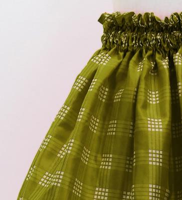 Hula Kids Shantung Pa'u Skirt with Palaka Check Print / Luxury Collection /Khaki / Jp223ka
