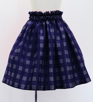 Hula Kids Shantung Pa'u Skirt with Palaka Check Print / Luxury Collection /Navy / Jp223nv