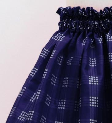 Hula Kids Shantung Pa'u Skirt with Palaka Check Print / Luxury Collection /Navy / Jp223nv