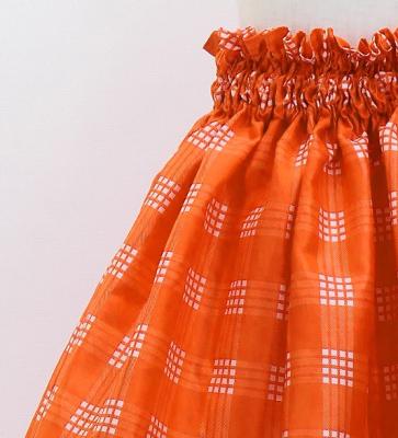 Hula Kids Shantung Pa'u Skirt with Palaka Check Print / Luxury Collection /Orange / Jp223or