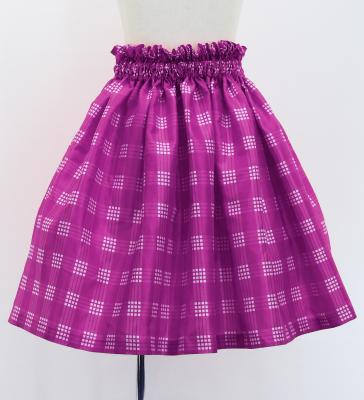 Hula Kids Shantung Pa'u Skirt with Palaka Check Print / Luxury Collection /Purple / Jp223pu