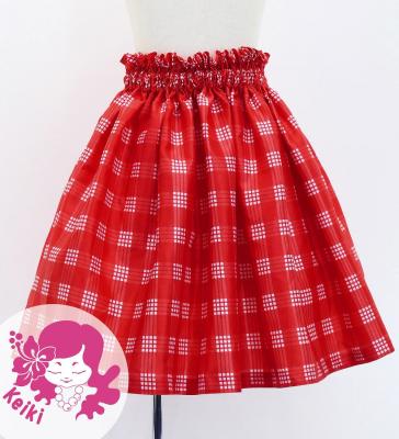 Hula Kids Shantung Pa'u Skirt with Palaka Check Print / Luxury Collection / Red / Jp223rd