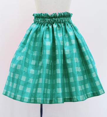 Hula Kids Shantung Pa'u Skirt with Palaka Check Print / Luxury Collection /Turquoise Blue / Jp223tbl