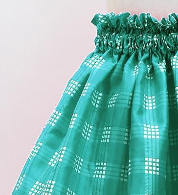 Hula Kids Shantung Pa'u Skirt with Palaka Check Print / Luxury Collection /Turquoise Blue / Jp223tbl