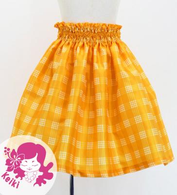 Hula Kids Shantung Pa'u Skirt with Palaka Check Print / Luxury Collection / Yellow / Jp223ye