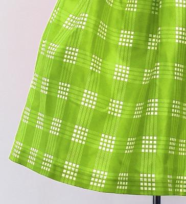 Hula Kids Shantung Pa'u Skirt with Palaka Check Print / Luxury Collection /Yellow Green / Jp223yegr