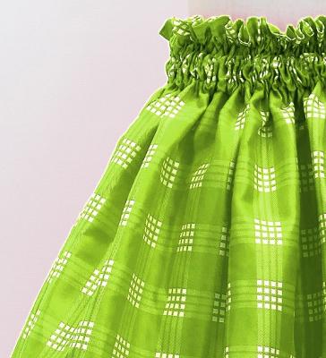 Hula Kids Shantung Pa'u Skirt with Palaka Check Print / Luxury Collection /Yellow Green / Jp223yegr