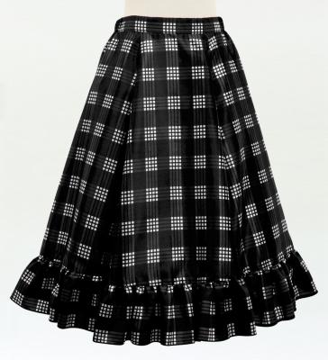 Hula Kids Long Frill Shantung Circular Skirt with Palaka Check Print / Black / Jp224bk