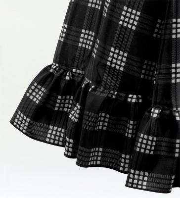 Hula Kids Long Frill Shantung Circular Skirt with Palaka Check Print / Black / Jp224bk