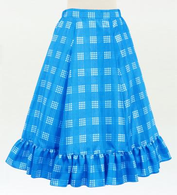 Hula Kids Long Frill Shantung Circular Skirt with Palaka Check Print / Blue / Jp224bl