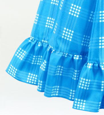 Hula Kids Long Frill Shantung Circular Skirt with Palaka Check Print / Blue / Jp224bl