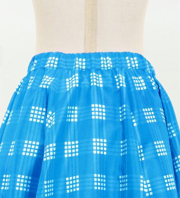 Hula Kids Long Frill Shantung Circular Skirt with Palaka Check Print / Blue / Jp224bl