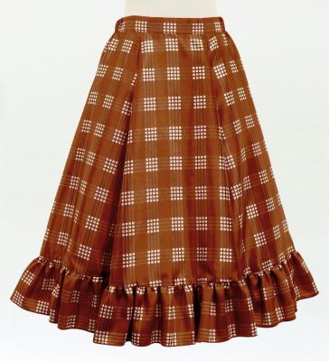 Hula Kids Long Frill Shantung Circular Skirt with Palaka Check Print / Brown / Jp224br