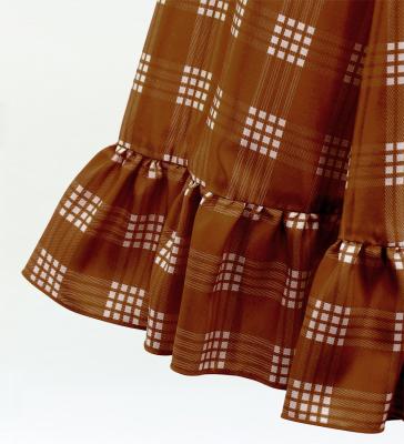 Hula Kids Long Frill Shantung Circular Skirt with Palaka Check Print / Brown / Jp224br
