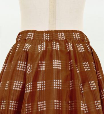 Hula Kids Long Frill Shantung Circular Skirt with Palaka Check Print / Brown / Jp224br