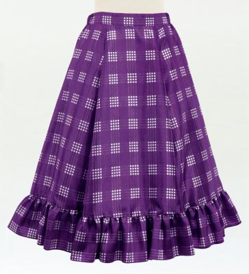 Hula Kids Long Frill Shantung Circular Skirt with Palaka Check Print / Deep Purple / Jp224dpu