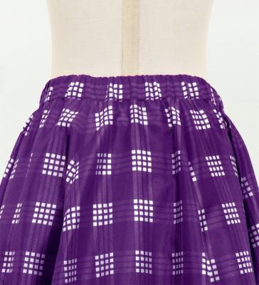 Hula Kids Long Frill Shantung Circular Skirt with Palaka Check Print / Deep Purple / Jp224dpu
