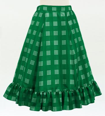 Hula Kids Long Frill Shantung Circular Skirt with Palaka Check Print / Green / Jp224gr