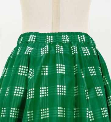 Hula Kids Long Frill Shantung Circular Skirt with Palaka Check Print / Green / Jp224gr