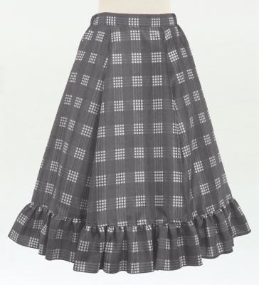 Hula Kids Long Frill Shantung Circular Skirt with Palaka Check Print / Gray / Jp224gy