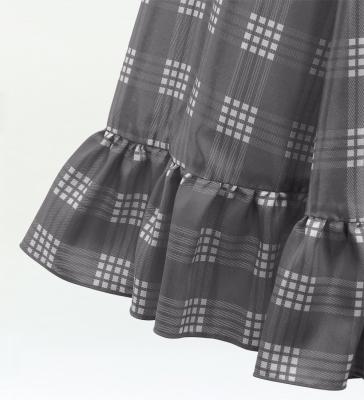 Hula Kids Long Frill Shantung Circular Skirt with Palaka Check Print / Gray / Jp224gy