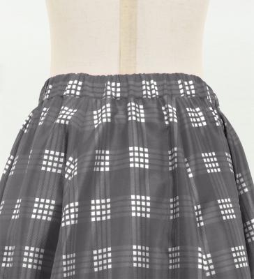 Hula Kids Long Frill Shantung Circular Skirt with Palaka Check Print / Gray / Jp224gy