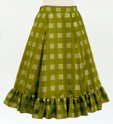 Hula Kids Long Frill Shantung Circular Skirt with Palaka Check Print / Khaki / Jp224ka