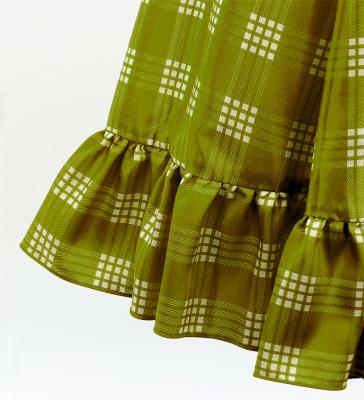 Hula Kids Long Frill Shantung Circular Skirt with Palaka Check Print / Khaki / Jp224ka