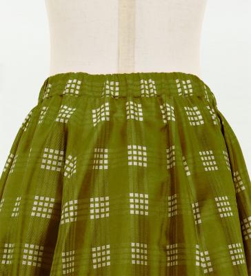 Hula Kids Long Frill Shantung Circular Skirt with Palaka Check Print / Khaki / Jp224ka
