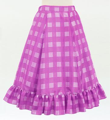 Hula Kids Long Frill Shantung Circular Skirt with Palaka Check Print / Lilac / Jp224li