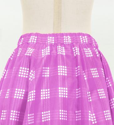 Hula Kids Long Frill Shantung Circular Skirt with Palaka Check Print / Lilac / Jp224li