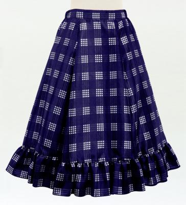 Hula Kids Long Frill Shantung Circular Skirt with Palaka Check Print / Navy / Jp224nv