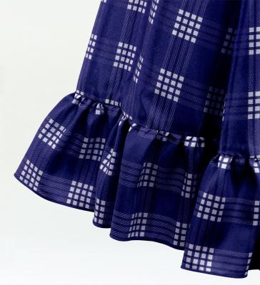 Hula Kids Long Frill Shantung Circular Skirt with Palaka Check Print / Navy / Jp224nv