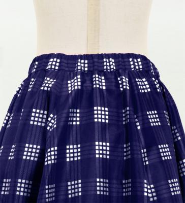 Hula Kids Long Frill Shantung Circular Skirt with Palaka Check Print / Navy / Jp224nv