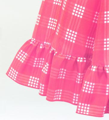 Hula Kids Long Frill Shantung Circular Skirt with Palaka Check Print / Pink / Jp224pi