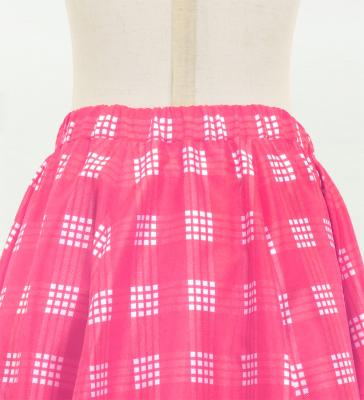 Hula Kids Long Frill Shantung Circular Skirt with Palaka Check Print / Pink / Jp224pi