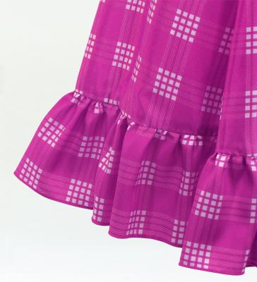Hula Kids Long Frill Shantung Circular Skirt with Palaka Check Print / Purple / Jp224pu