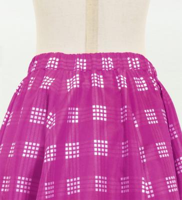 Hula Kids Long Frill Shantung Circular Skirt with Palaka Check Print / Purple / Jp224pu