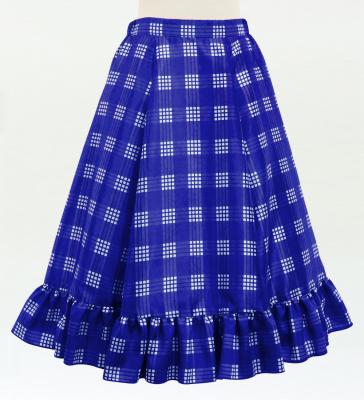 Hula Kids Long Frill Shantung Circular Skirt with Palaka Check Print / Royal Blue / Jp224rbl