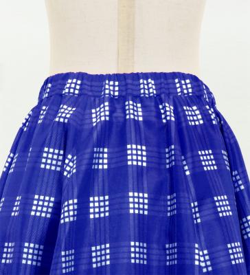 Hula Kids Long Frill Shantung Circular Skirt with Palaka Check Print / Royal Blue / Jp224rbl