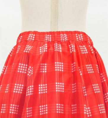 Hula Kids Long Frill Shantung Circular Skirt with Palaka Check Print / Red / Jp224rd