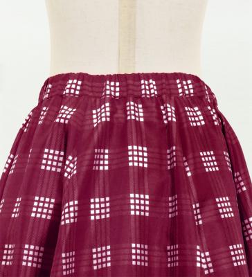 Hula Kids Long Frill Shantung Circular Skirt with Palaka Check Print / Wine / Jp224wi