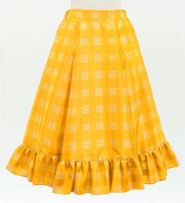 Hula Kids Long Frill Shantung Circular Skirt with Palaka Check Print / Yellow / Jp224ye