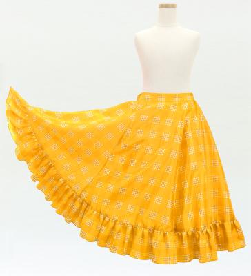 Hula Kids Long Frill Shantung Circular Skirt with Palaka Check Print / Yellow / Jp224ye