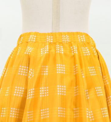 Hula Kids Long Frill Shantung Circular Skirt with Palaka Check Print / Yellow / Jp224ye