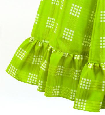 Hula Kids Long Frill Shantung Circular Skirt with Palaka Check Print / Yellow Green / Jp224yegr