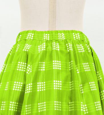 Hula Kids Long Frill Shantung Circular Skirt with Palaka Check Print / Yellow Green / Jp224yegr