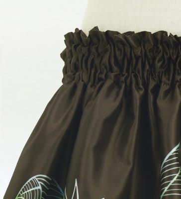 Hula Kids Shantung Pa'u Skirt with Hawaiian Leaf Print / Luxury Collection / Brown / Jp225br